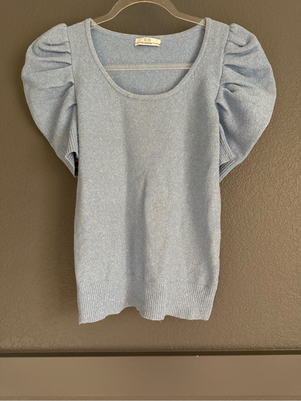 CO • Blue silver Puff Sleeve Knit Top - XS